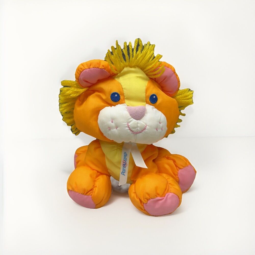 Vintage Fisher Price Puffalump Jungle Juniors Lion Plush Orange 1994